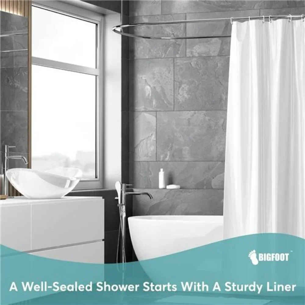 BigFoot Shower Curtain Liner 72x72 Clear PEVA Waterproof Bathroom Curtain